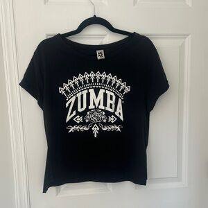 Zumba Fitness Black Short Sleeve Graphic Tee with White Print